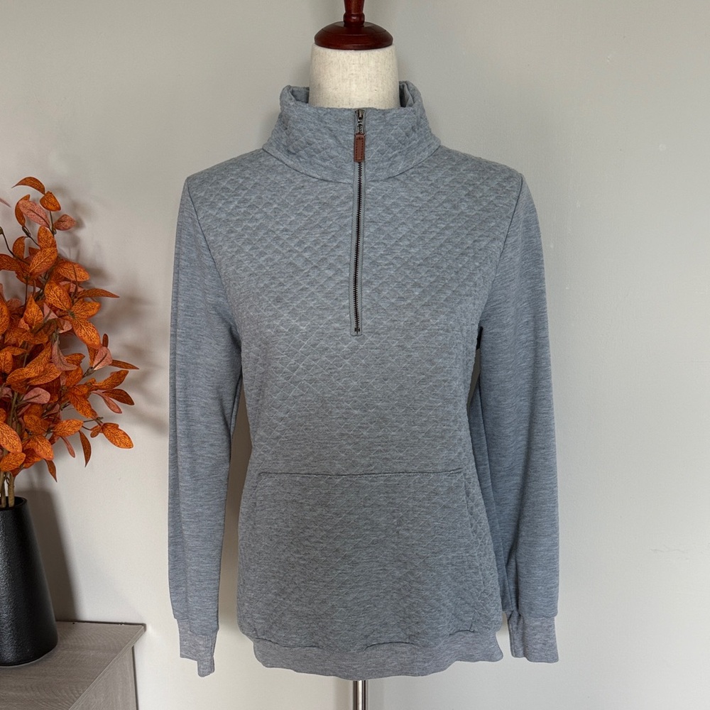 Gray Quilted Women's Zipper Sweatshirt